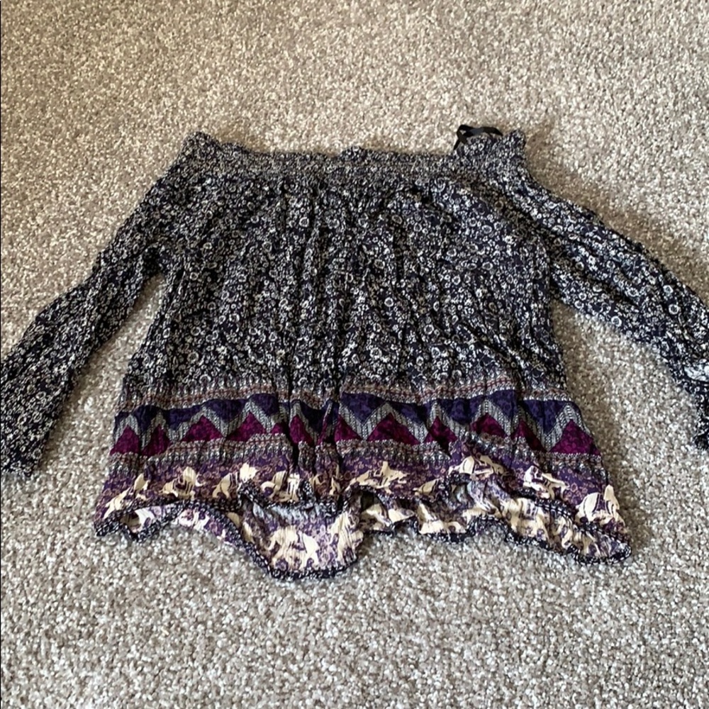 Off the shoulder blue top